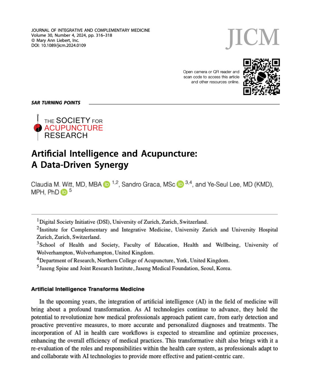 Artificial Intelligence and Acupuncture: A Data-Driven Synergy